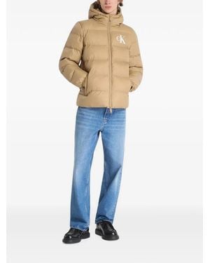 Calvin Klein Logo-Print Padded Jacket - Blue
