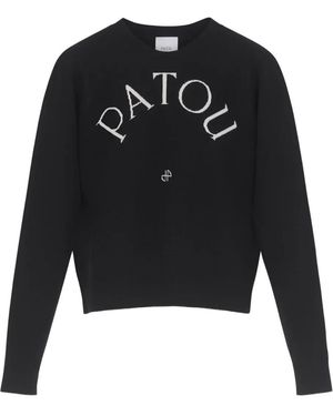 Patou Pull En Laine À Logo Brodé - Noir