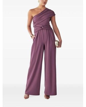 BWLDR Daisie One-Shoulder Knotted Jumpsuit - Purple