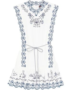 ALÉMAIS Leela Embroidered Mini Dress - Blue