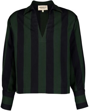 Marrakshi Life V-Neck Striped Blouse - Black