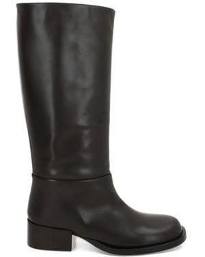 Dear Frances Knee-High Leather Boots - Black