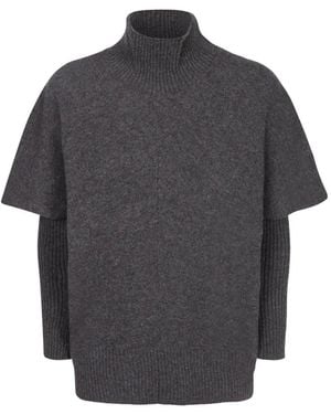 FEDERICA TOSI Layered-Sleeve High-Neck Jumper - Grey