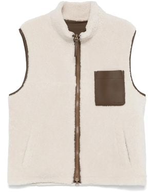 Yves Salomon Shearling-Trimmed Lambskin Gilet Vest - Natural