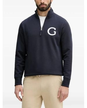 GANT Logo-Patch Quarter-Zip Sweater - Blue