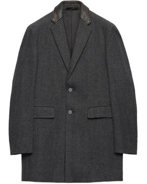 Prada Notched-lapel Single-breasted Coat - Gray