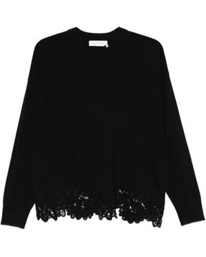 Zimmermann Luna Pullover Mit Spitzenbesatz - Schwarz