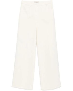Via Masini 80 Frayed-Hem Flared Trousers - White