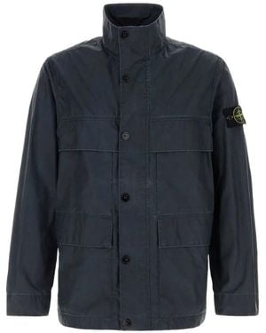 Stone Island 4100024 Tela Jacke Aus Gewachster Pigment-Baumwolle - Blau