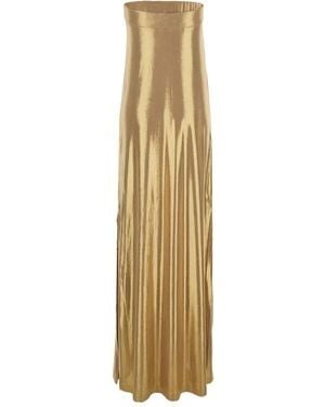 Norma Kamali Metallic Side-Slit Gown