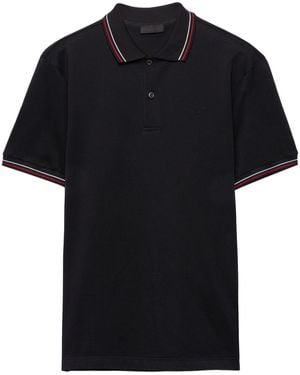 Prada Short-Sleeved Piqué Polo Shirt - Black