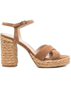 Stuart Weitzman Suede Sandals - Natural