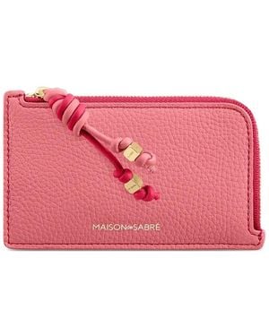 Maison De Sabre Zip Pebbled Leather Card Holder - Pink