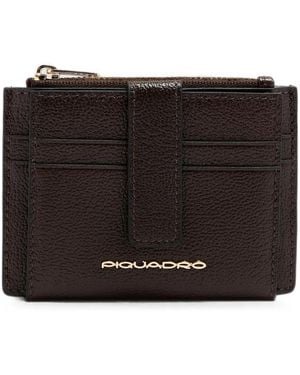 Piquadro Logo-Plaque Pebbled-Leather Wallet - Black