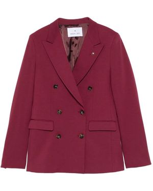 Manuel Ritz Double-Breasted Peak-Lapels Jacket - Red