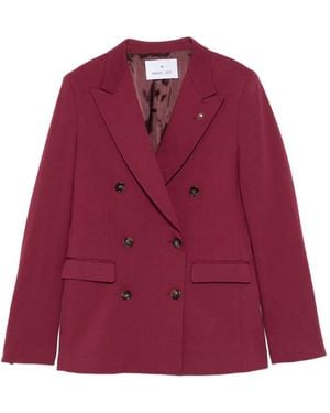 Manuel Ritz Double-Breasted Peak-Lapels Jacket - Red