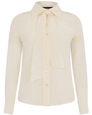 Moschino Tie-Neck Silk Shirt - White