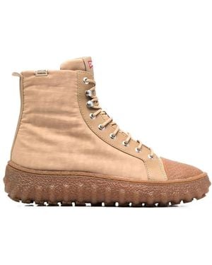 Camper Ground Lace-Up Ankle Boots - Natural