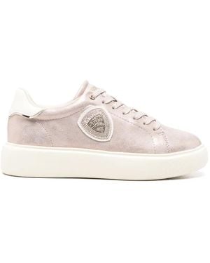 Blauer Venus 01 Metallic-Effect Logo-Patch Leather Sneakers - White
