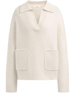 12 STOREEZ V-Neck Jumper - White
