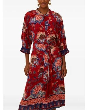 FARM Rio Vestido midi con cintura lazada - Rojo