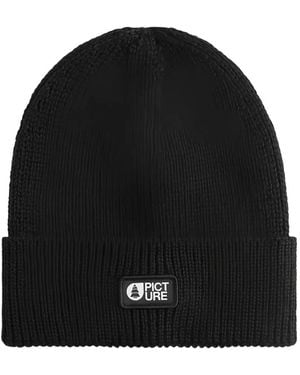 Picture Logo-Patch Ribbed-Knit Beanie Hat - Black
