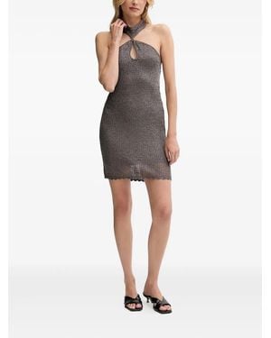 Guess Minka Halterneck Keyhole Dress - Metallic