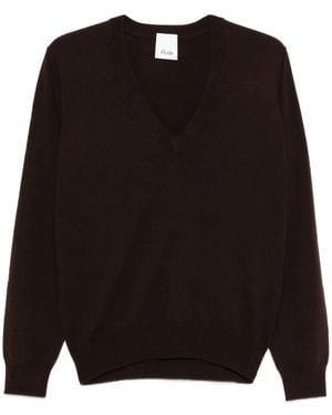 Allude ロングスリーブ Vネックセーター - ブラック