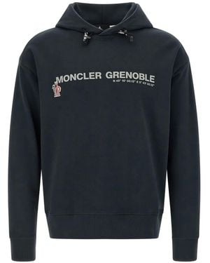 Moncler Logo-Print Drawstring Hoodie - Blue