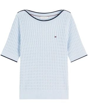 Tommy Hilfiger Jersey De Punto De Ochos Y Manga Corta - Azul