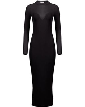 Nina Ricci Textured Semi-Sheer Midi Dress - Black