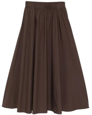P.A.R.O.S.H. Elasticated A-Line Midi Skirt - Brown