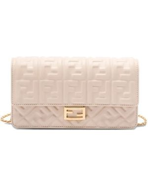 Fendi Wallet On Chain Baguette Clutch Bag - Natural