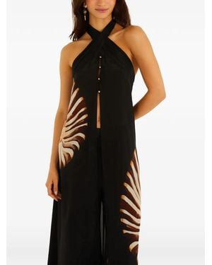 FARM Rio Ammonite Printed Halterneck Top - Black