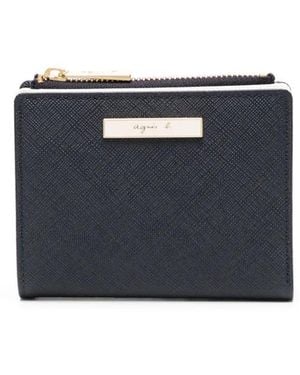 agnès b. Bi-Fold Leather Wallet - Blue