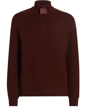 Dolce & Gabbana Pull En Maille Gaufrée - Marron