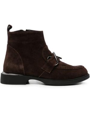 SERGIO MORETTI FIRENZE Buckle-Detail Suede Ankle Boots - Black