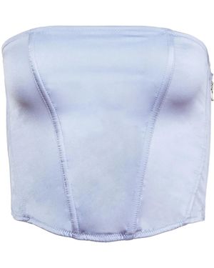 Fleur du Mal Silk Corset Top - Blue