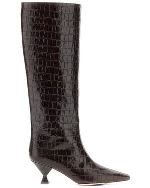 MARIA LUCA Croc-Effect Leather Boots - Brown