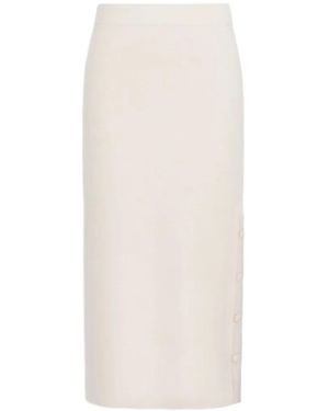 Max Mara Button-Fastening Knitted Midi Skirt - White