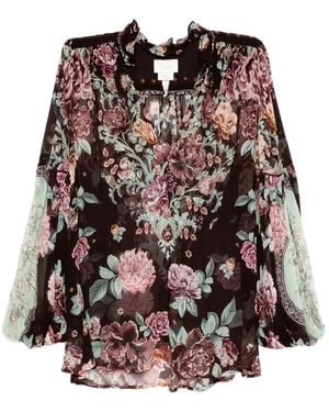 CAMILLA Frill Collared Blouse - Brown