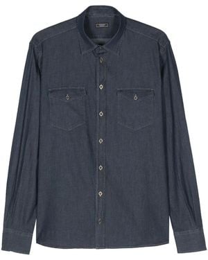 Peserico Camicia Denim Con Dettaglio Cuciture - Blu