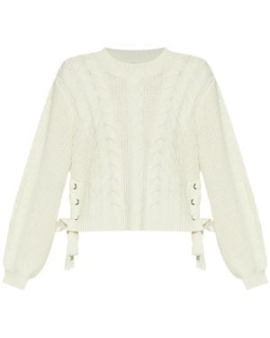 Munthe Cable-Knit Cropped Sweater - White