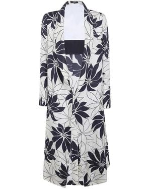 Ibrigu Floral-Print Silk Coat - White