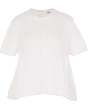 Loewe Kurzärmeliger Pullover Mit Stickerei - Weiß
