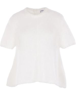 Loewe Kurzärmeliger Pullover Mit Stickerei - Weiß