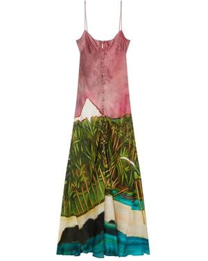 Donde Esteban La Sierra Button Printed Midi Dress - Green
