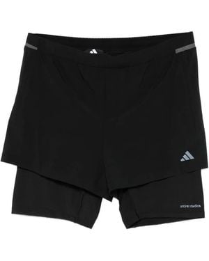 adidas X Entire Studios Layered Logo-Print Shorts - Black