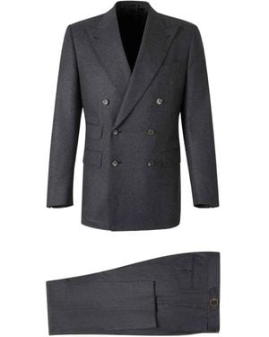 Atelier Munro Peak-Lapel Double-Breasted Suit - Black