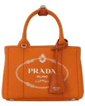 Prada Mini Jardinière Canvas Tote Bag - Orange